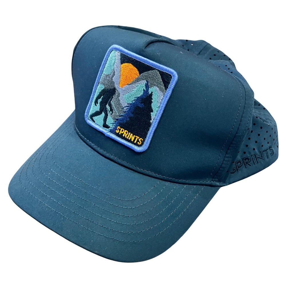 Sprints Bigfoot Sasquatch Performance Running Hat Teal Blue Snapback OSFM Cap